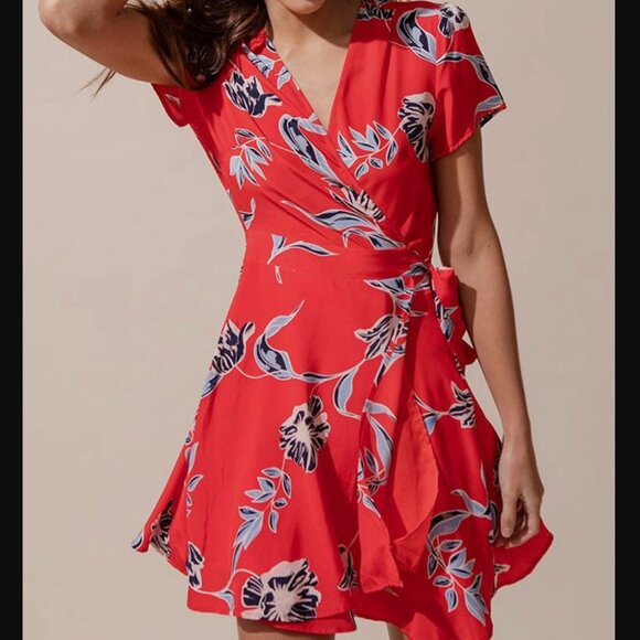 Yumi Kim Silk Floral Wrap Mini Dress - Picture 1 of 7